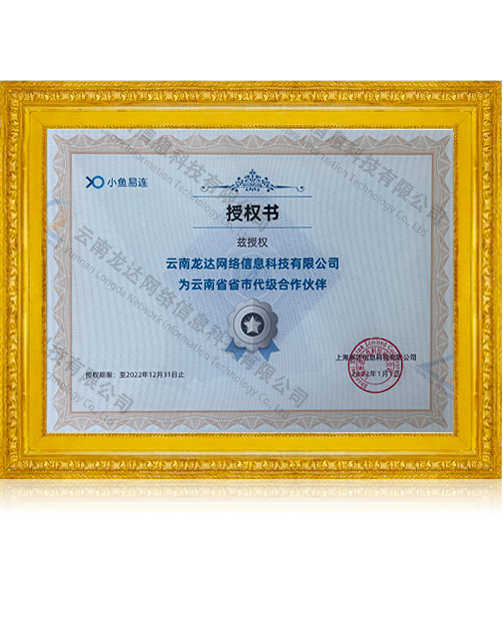 云南龙达网络信息科技有限公司成为小鱼易连云南省省市代级合作伙伴